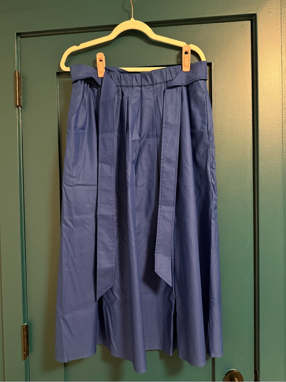 Contemporaine Women's Royal Blue Midi Skirt with Waist Tie